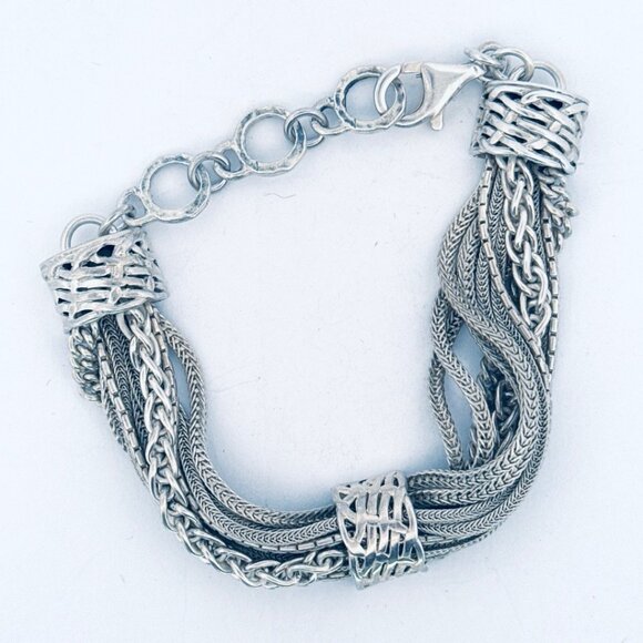Silpada Talk of the Town 925 Multi Chain Bracelet 6.5–8" 41.7g Estate Vintage - Picture 1 of 8